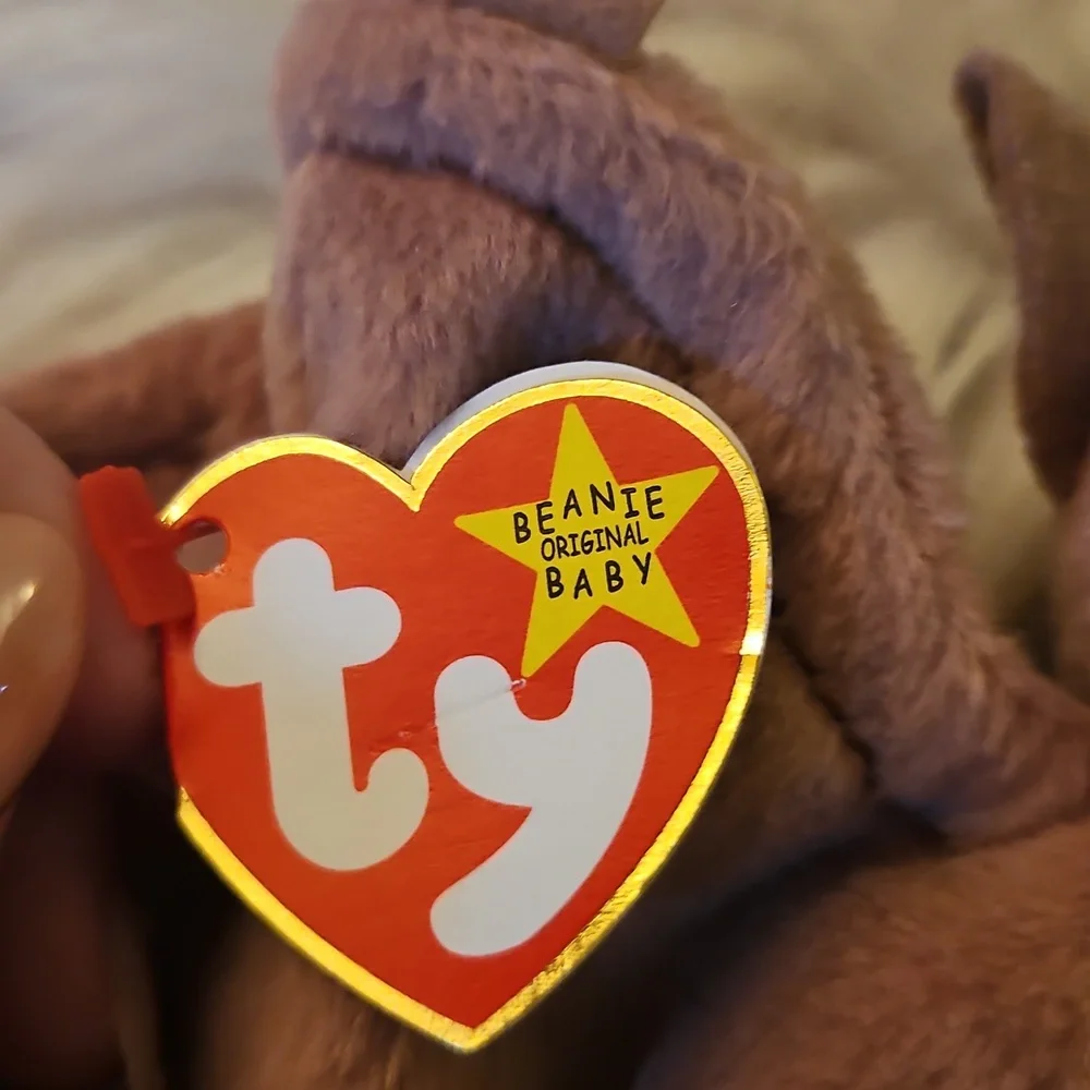 Batty Beanie Baby (1996) | Tan w/ Pink Nose | Velcro Wings | All Tags Attached
